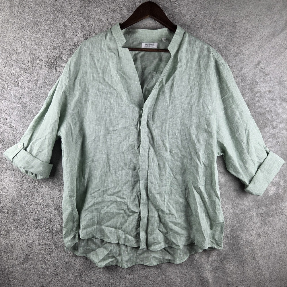 Baird Mcnutt Murano Mens Green Long Sleeve 100% Linen Button Up Shirt Sz 2XL